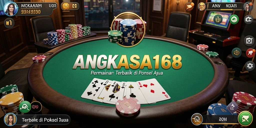 Tampilan seru dari gameplay poker di ANGKASA168.