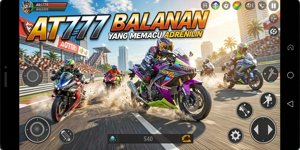 Gameplay seru dengan berbagai pilihan motor dan trek menantang.