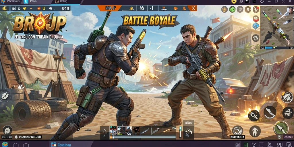 Gameplay mendebarkan dari BROJP dalam pertempuran Battle Royale.