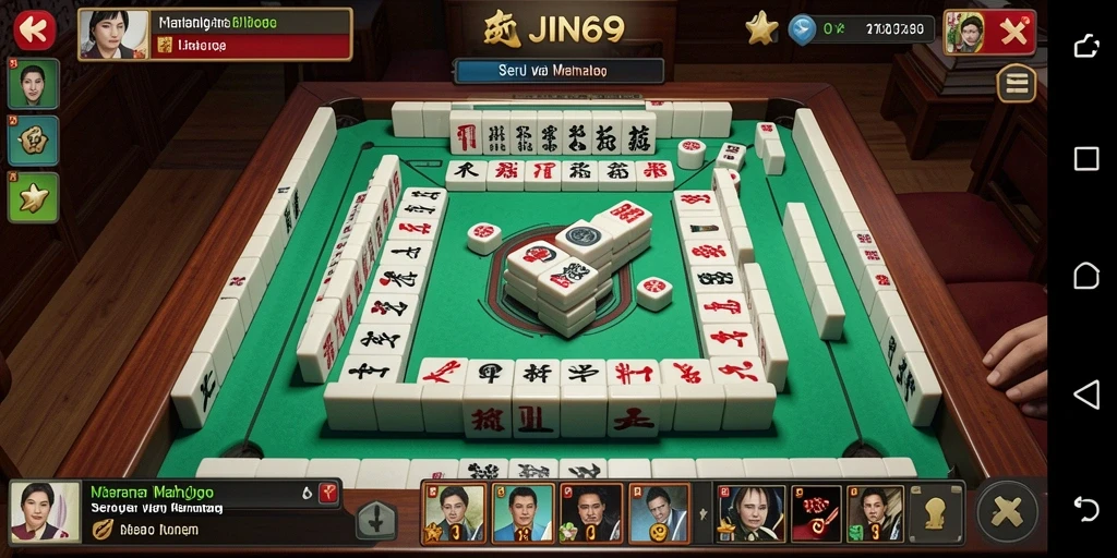 Tampilan gameplay JIN69 yang menarik dan seru dengan desain Mahjong.