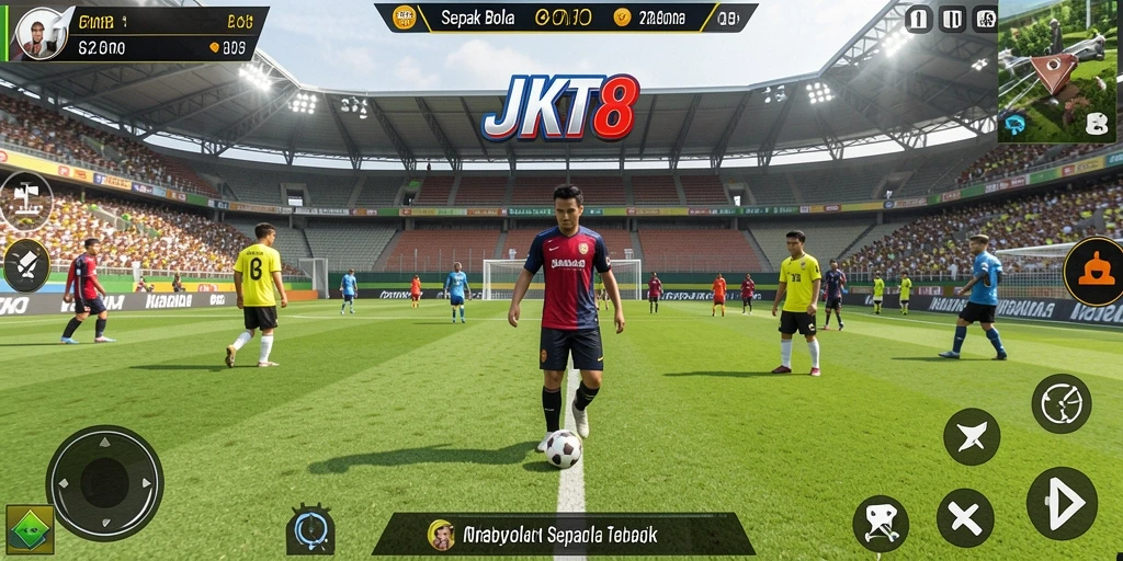 Screenshot gameplay JKT8 yang menunjukkan aksi seru di lapangan.