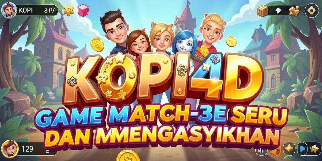 Tampilan gameplay KOPI4D dengan elemen Match-3 yang menarik.