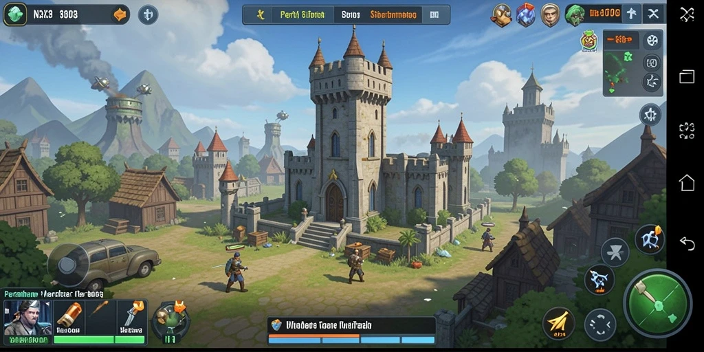 Screenshot gameplay NX303 menampilkan aksi menara strategi yang mendebarkan.