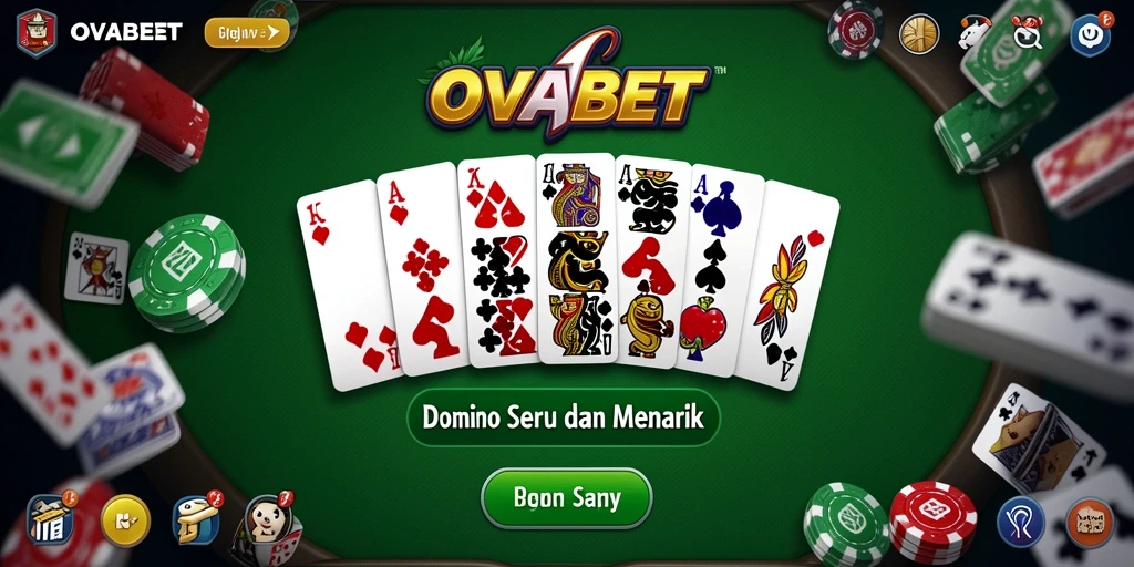 Tangkapan layar utama OVABET menampilkan gameplay Domino yang seru dan interaktif.