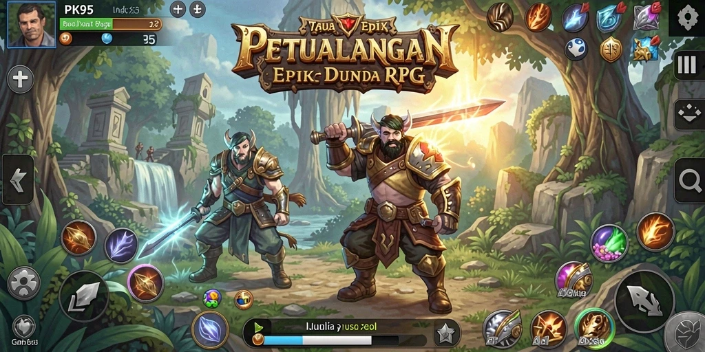 Screenshot gameplay PK95 yang menampilkan petualangan epik dan pertarungan mendebarkan.