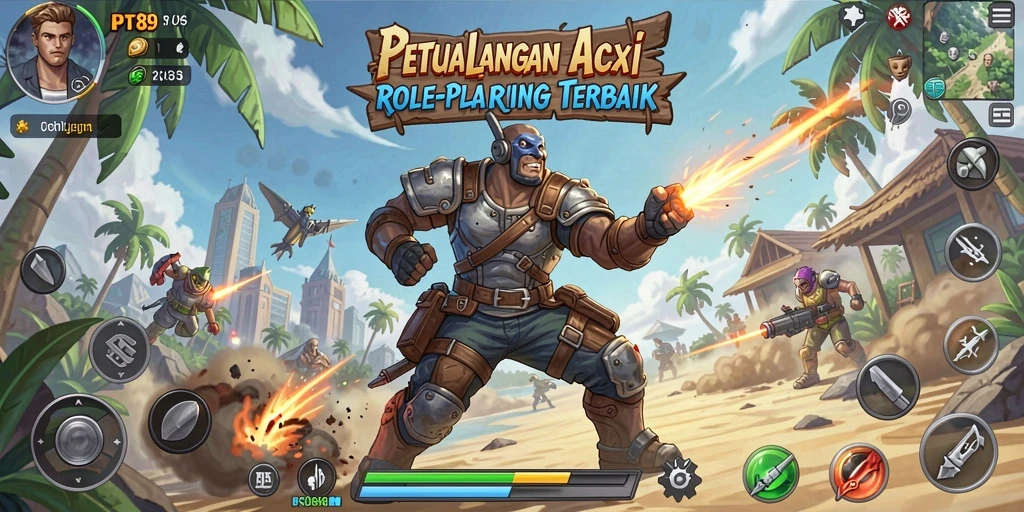 Gameplay PT89 yang menegangkan dan penuh aksi dalam suasana fantasi.