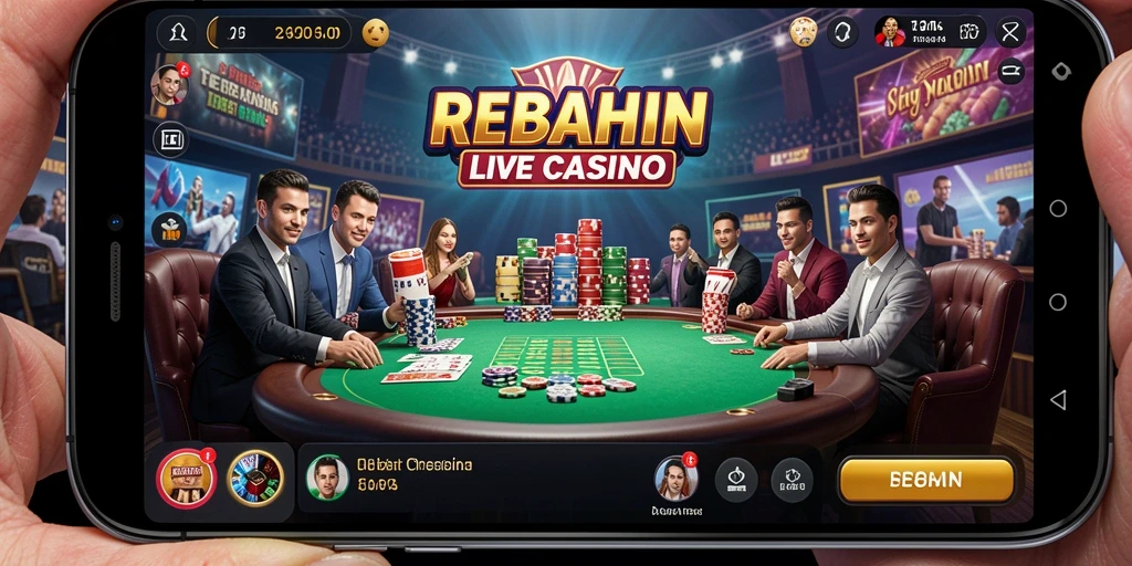 Tampilan gameplay Live Casino REBAHIN dengan dealer profesional.