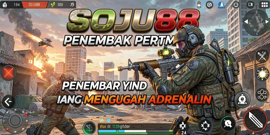 Tampilan aksi menembak seru di gameplay SOJU88.