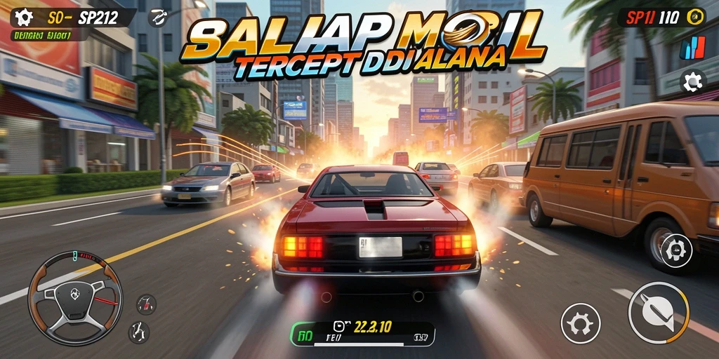 Gameplay SP212 yang mendebarkan dan penuh aksi balap mobil.