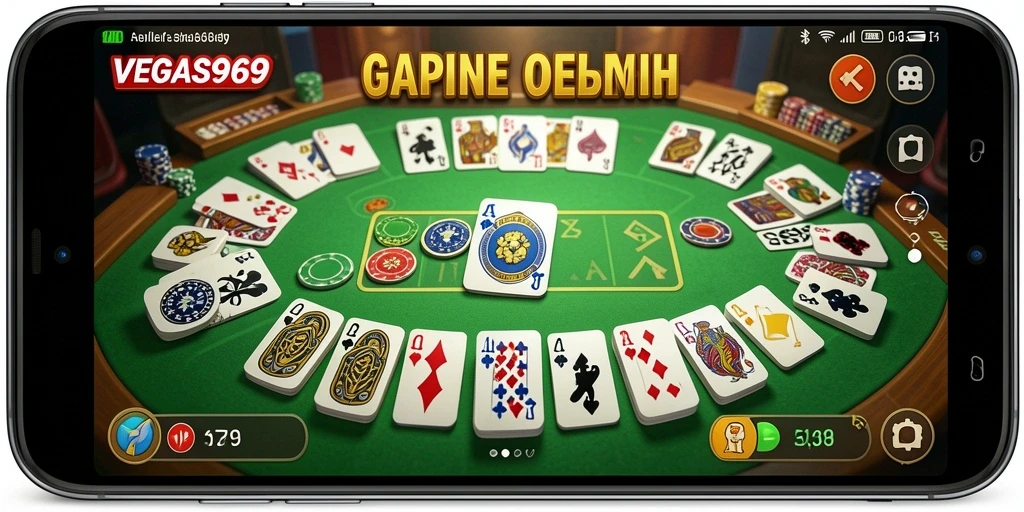 Tampilan screenshot utama VEGAS969 yang menunjukkan gameplay Gaple yang menarik.
